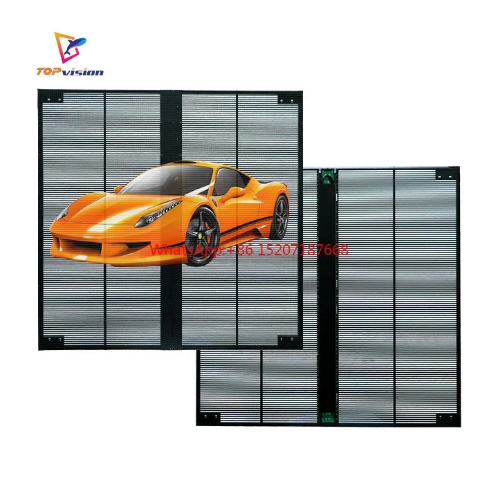 TOPvision P3.91-7.8 Waterproof Adhesive Led Transparent Film Led Screen On Glass