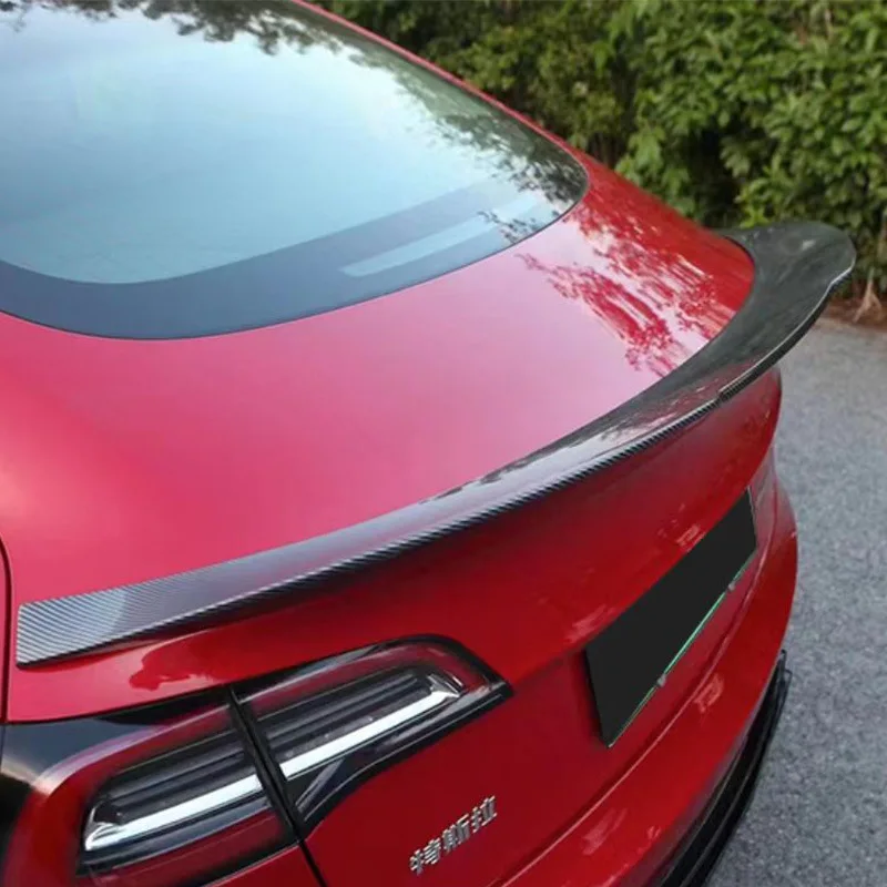 

Suitable for Tesla Model3 Large Blade Tail Spoiler Psm Tail Modification Trinket Bright Black/carbon Pattern
