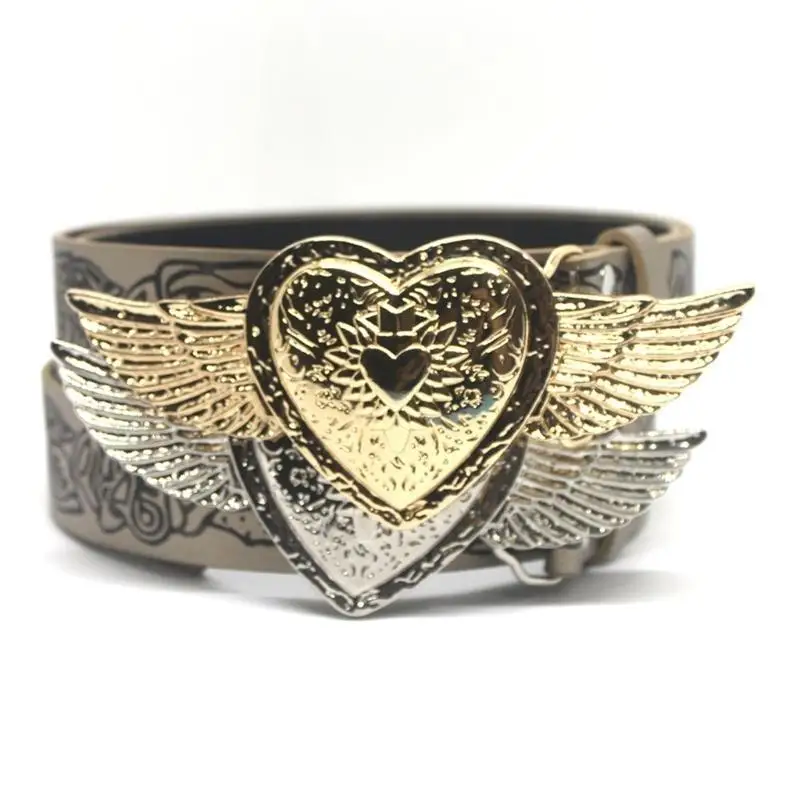 39BB حزام فتاة ساخنة راعية البقر Y2K حزام خصر قلب محفور للجينز Dresse Club Bar #2