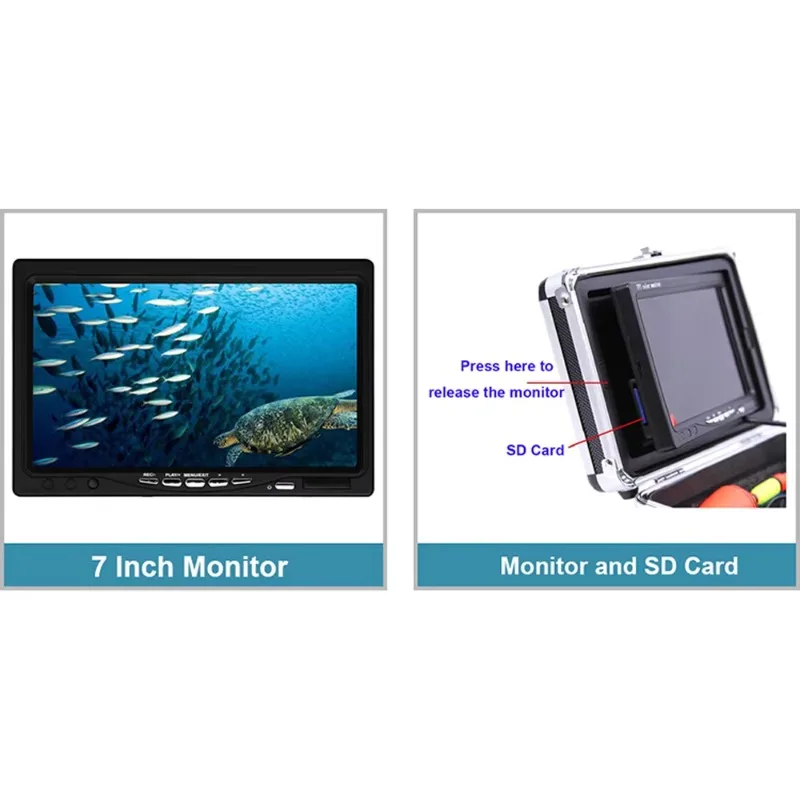 1000TVL DVR fishing rod underwater camera 15M to 30M waterproof fishing camera 7 inches, suitable for ice and salt water fishing