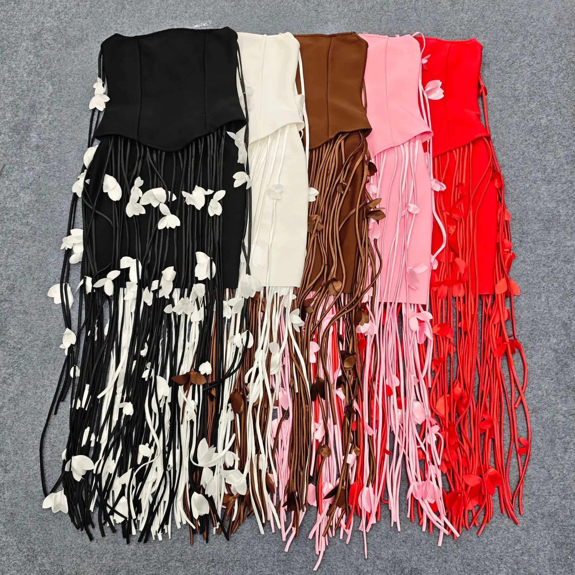 שמלת בנדאז' חדשה לנשים ב-5 צבעים עם פרחים משובצים, ארוכה, מתאימה לערב רחוב גבוה או למסיבת סיום, סיטונאות ומשלוח ישיר