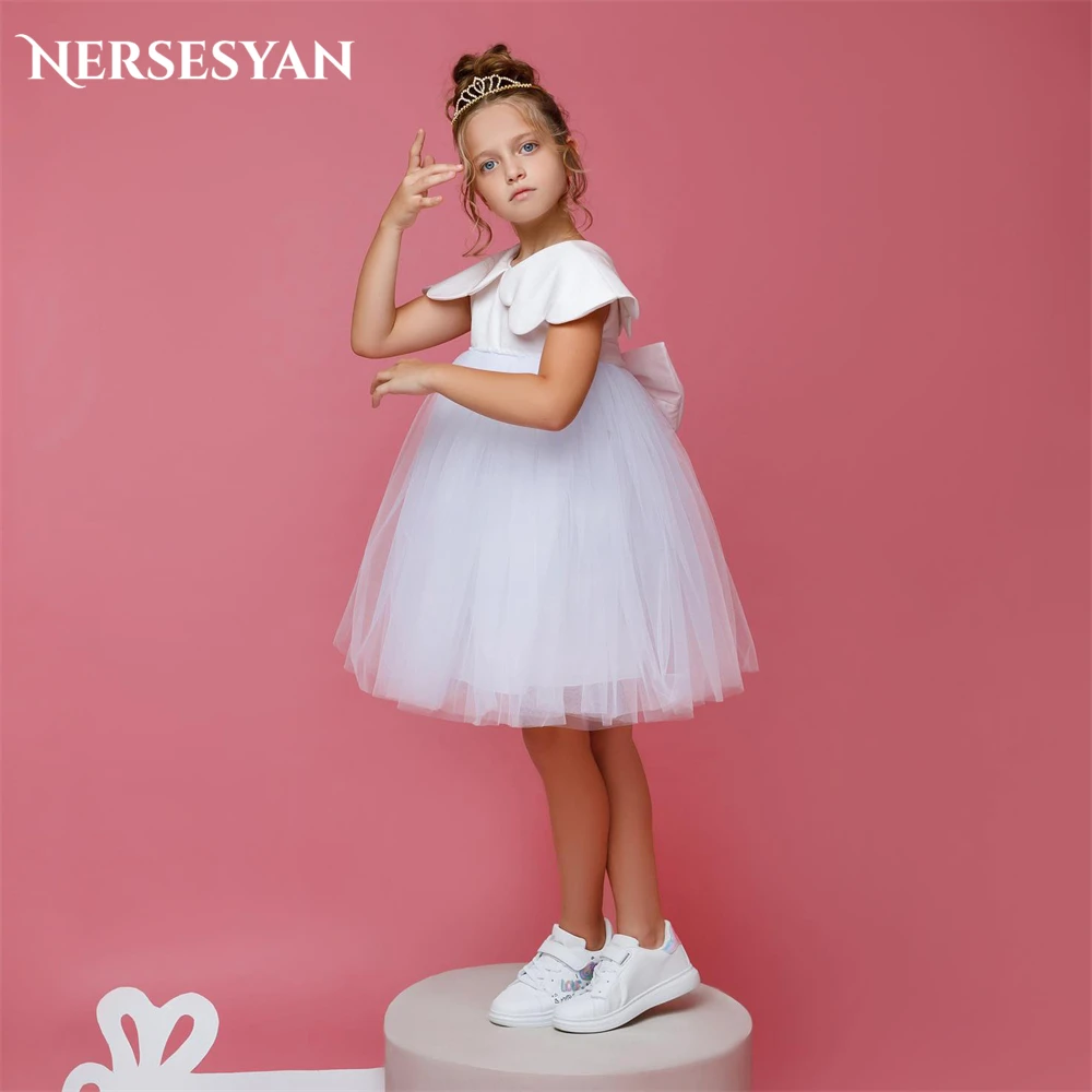 Nersesyan Elegant Angel Pure Flower Girl Dresses Satin And Tulle A-Line Sleeveless Occasional Party Gowns For Birthday Children