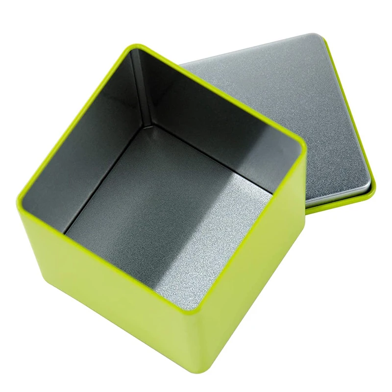 Square Tinplate Can Empty Cube Steel Box Storage Container kit 65mm Series for Favors,Loose Tea,Coffee and Crafts,Emerald Green