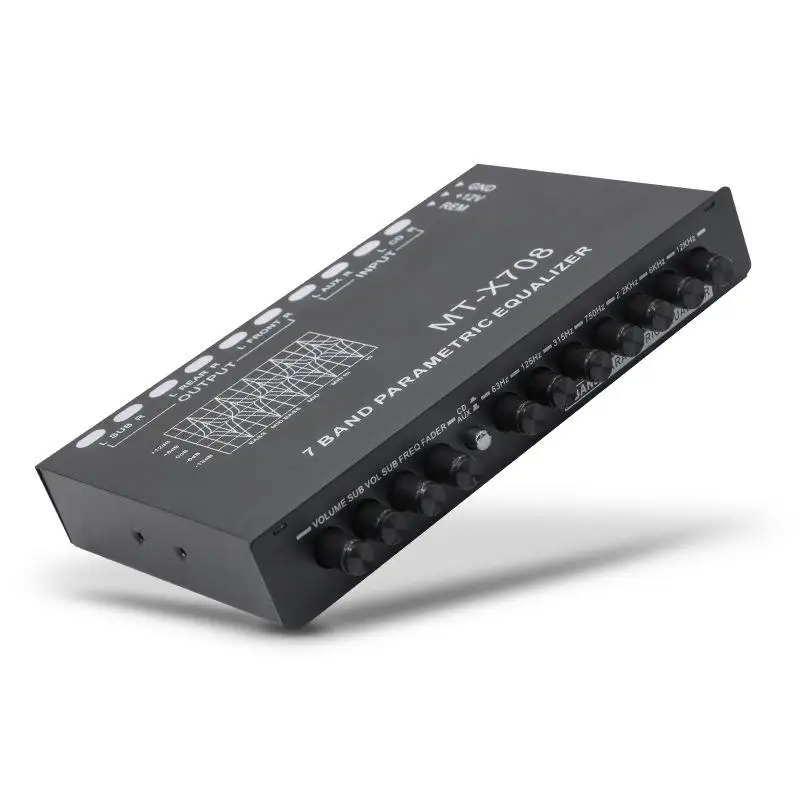 Adjustable Car Audio Equalizer 7 Band EQ Subwoofer Output Front Rear AUX CD Inputs for Car Audio Upgrade