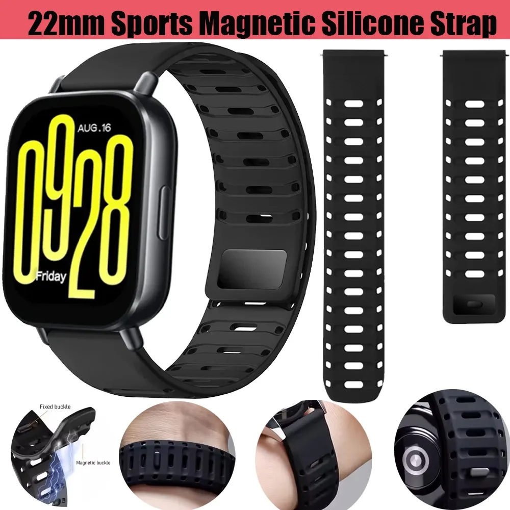 22mm Sport-Magnetarmband aus Silikon für Redmi Watch 5 Active-5 Lite Komfortables Armband für Amazfit Active Max Helio Balance 2
