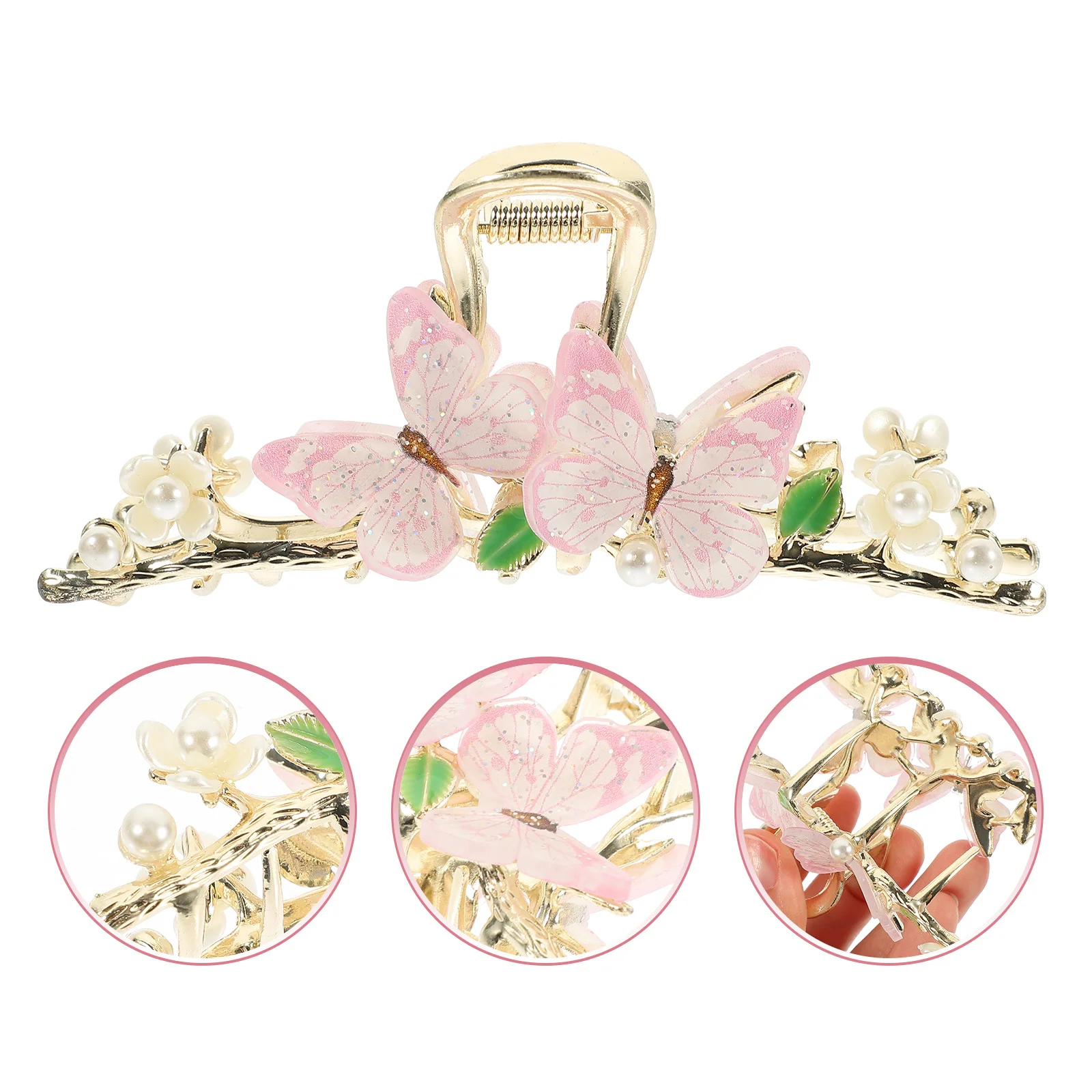

Pearl Hair Card Claw Clips for Thick Butterfly Women Metal Clamps Barrettes Jaw
