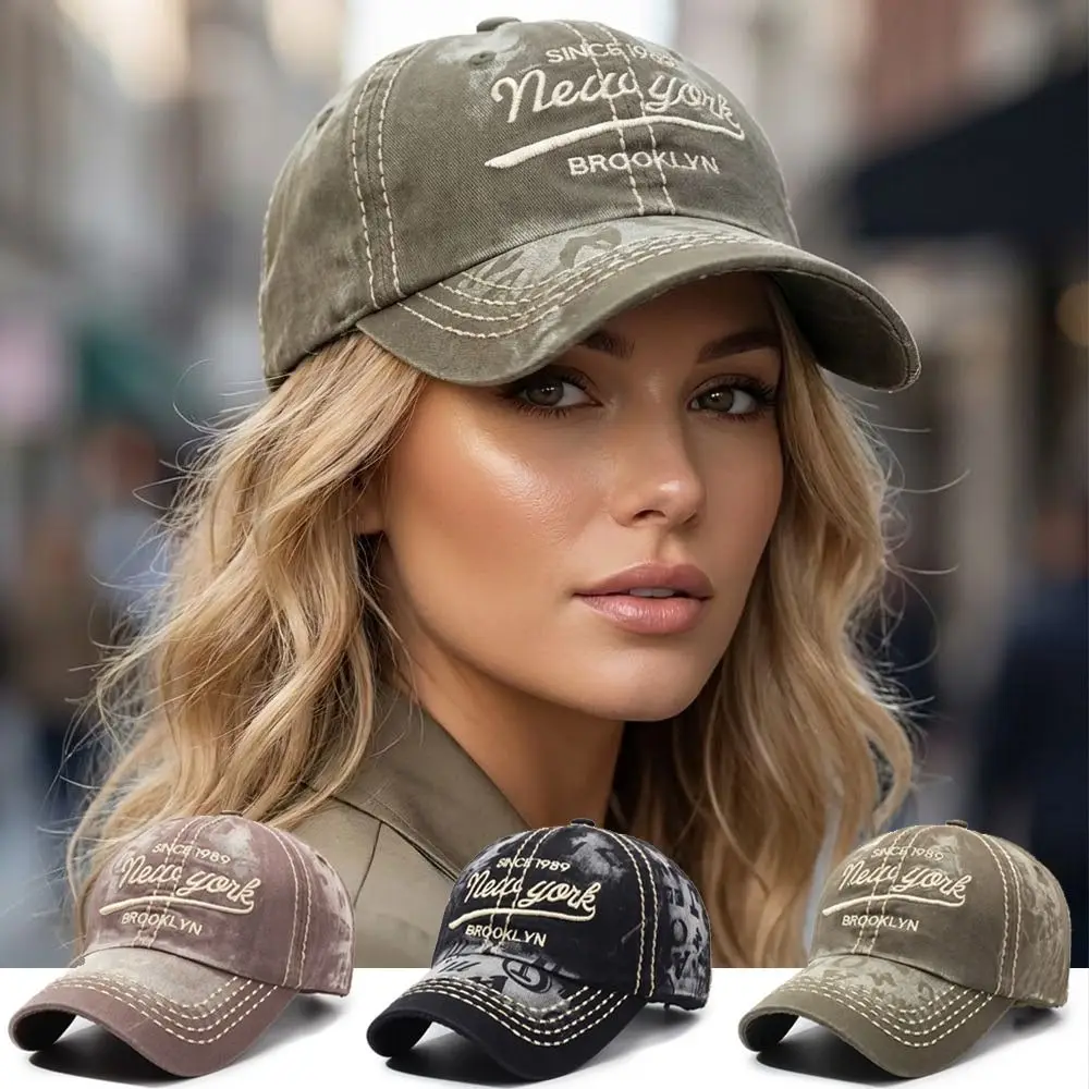 

Fashion New York Embroidered Baseball Cap Distressed Cotton Dad Hat Hip Hop Adjustable Vintage Washed Hat For Man Women Unisex