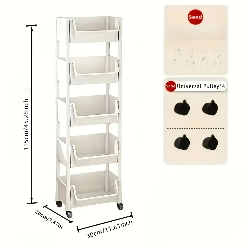 

Мобильная тележка-органайзер на 4/5 ярусов с 4 колесами для спальни, гостиной, общежития, ванной комнаты.