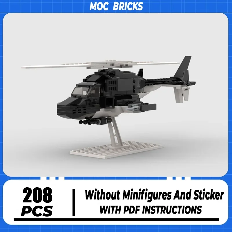 

Moc Building Blocks Military Series Special Ops Helicopter Mini Airwolf Model Technology Bricks DIY Airplane Toys For