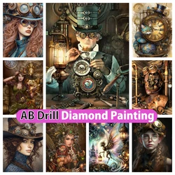 Steampunk Machinery 5D DIY AB Diamond Painting Mosaic Embroidery Fantasy Lady Cross Stitch Rhinestones Handicraft Home Decor New