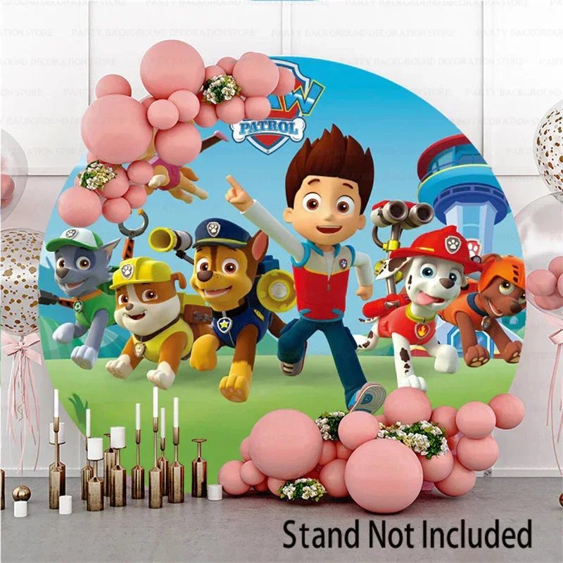 

Marshall Skye Rocky Cartoon Paw Patrol Ryder Round Backdrop Chase Rubble Tracker Birthday Party Baby Shower Background Banner