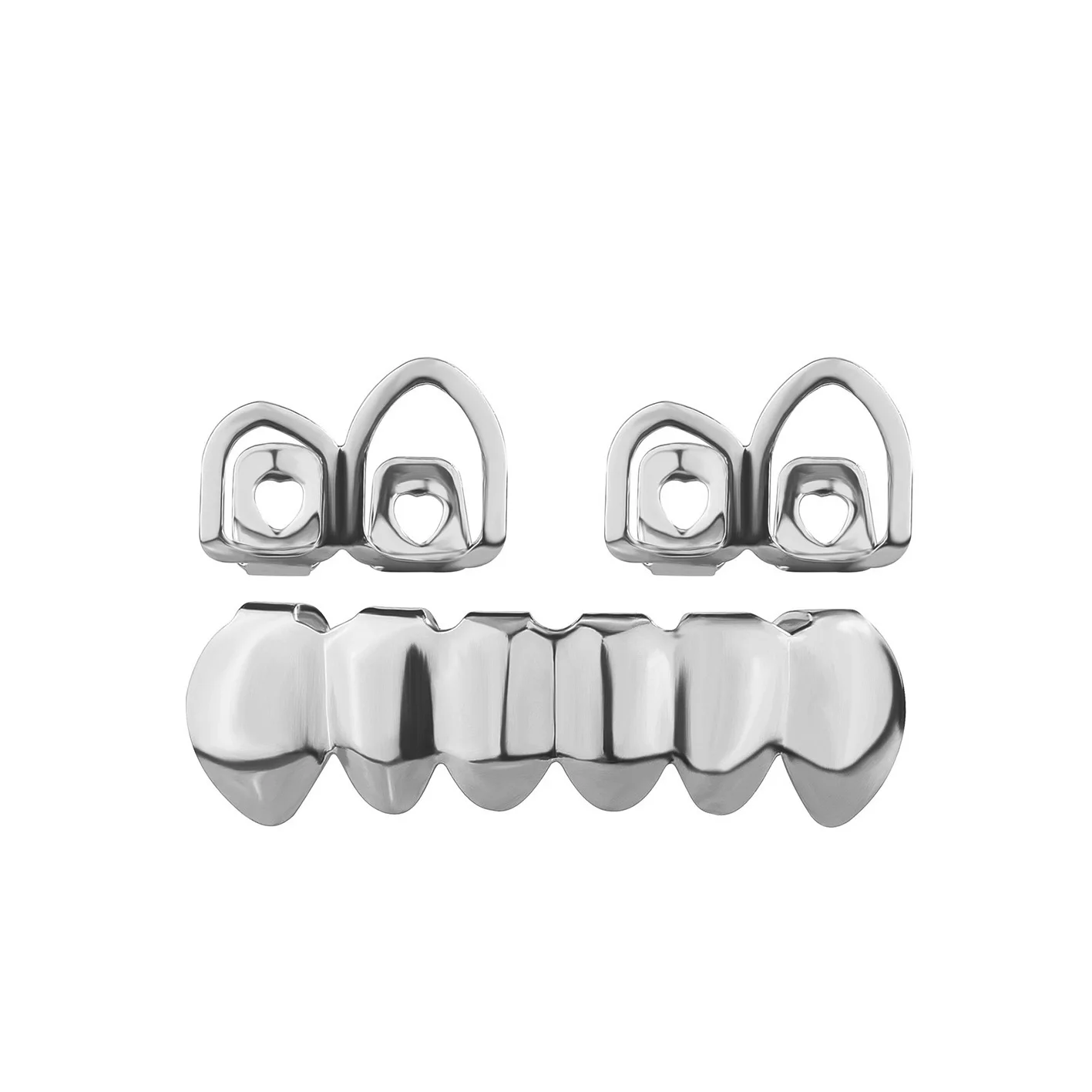 Gold Silver-Plated Hip Hop Teeth for Mouth Grillz Caps Top&Bottom Grill Set Vampire Teeth for Halloween Party Sets