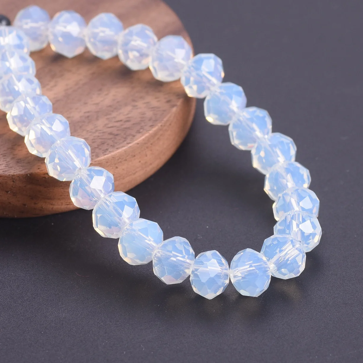 Opal White 3mm 4mm 6mm 8mm 10mm 12mm 14mm 16mm 18mm Rondelle Faceted Crystal Glass Loose Spacer Beads For Jewelry Making DIY