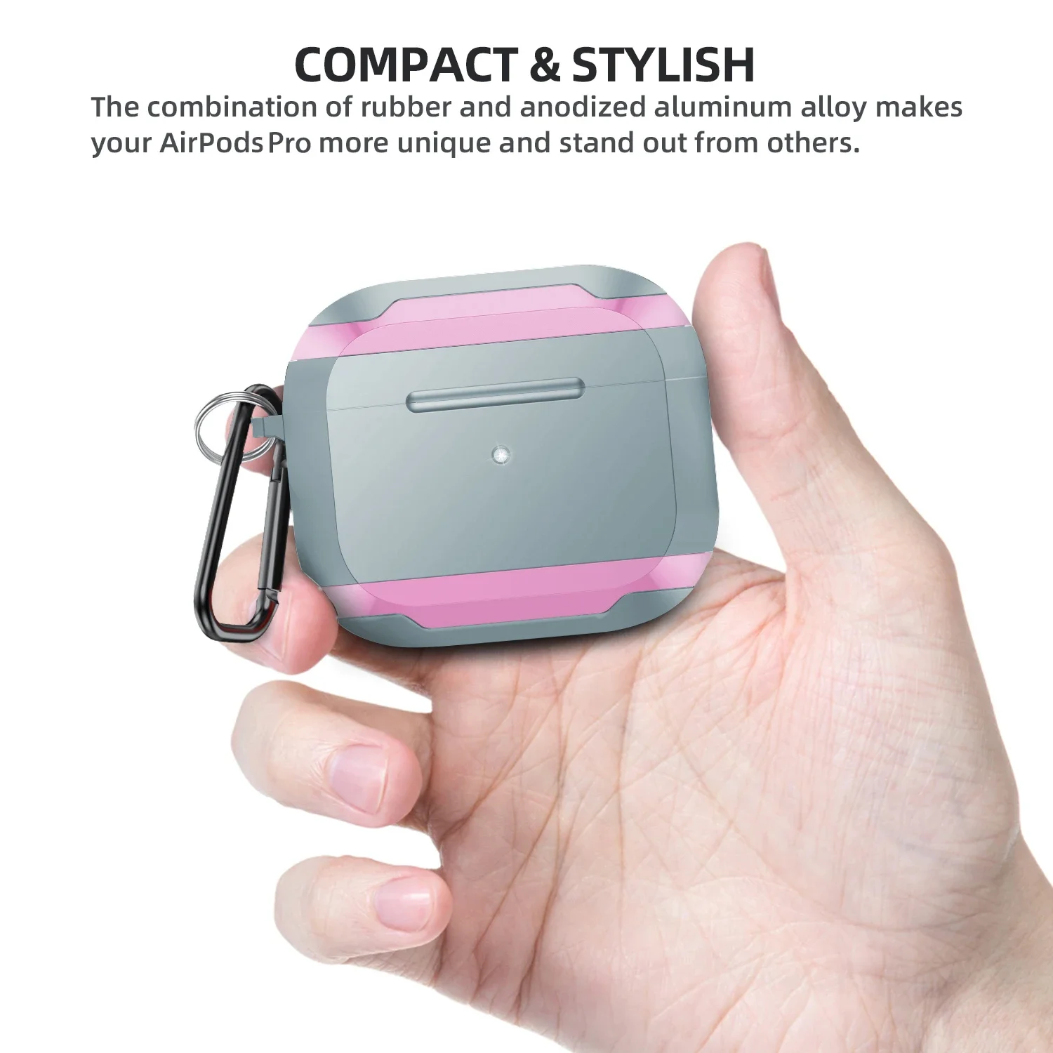 V-MOTA Smart Cover Boxen für Airpods Pro Bluetooth Wireless Kopfhörer, Aluminiumlegierung + weicher TPU-Kleber