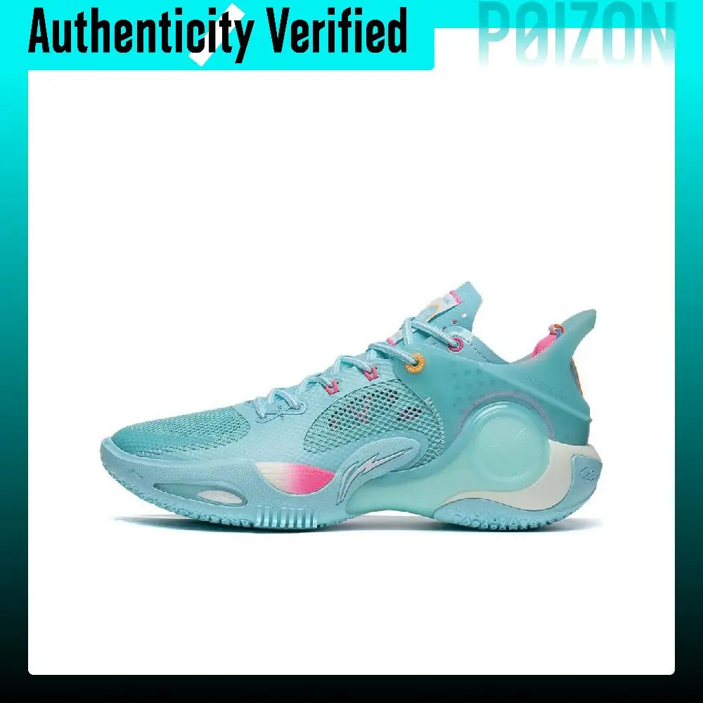 Chaussures De Basketball Li Ning Wade Fission 8 Pour Hommes, Coupe Basse, Bleu Et Rose ABPT029-9-image