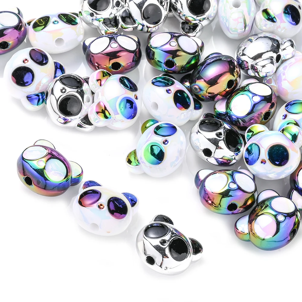 10Pcs 17x19mm Acrylic Animal Beads Black White Spacer Loose Beads For DIY Phone Chain Necklace Bracelet Earrings Accessory