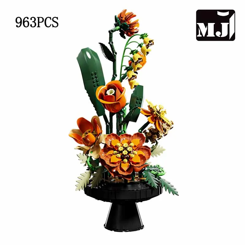 

Набор строительных блоков MJ BLOCK «Искусственный цветок» — набор для самостоятельного изготовления декора для дома, для взрослых, подруг, подарков на День святого Валентина, 963 детали