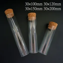 12Pcs/Lot DIA 30mm Lab Flat Bottom Glass Test Tube With Cork Stoppers Laboratory Glassware Container