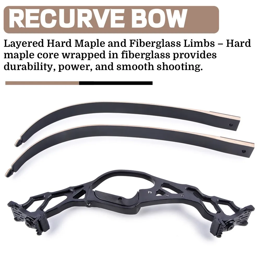 30-60lbs Draw Weight  Recurve Bow Arrow Set Archery 62'' Right Hand Takedown Split Detachable Riser Hunting Shooting Accessories
