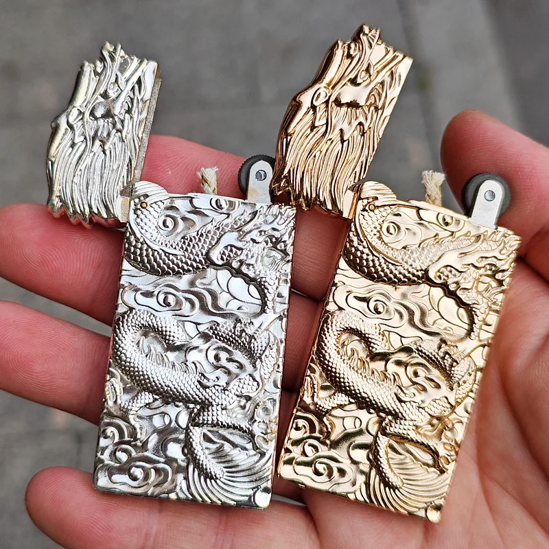 

New Creative Metal 3D Dragon Lighter Open Fire Grinding Wheel Flint Butane Gas Lighter Smoking Accessories Men's Gift