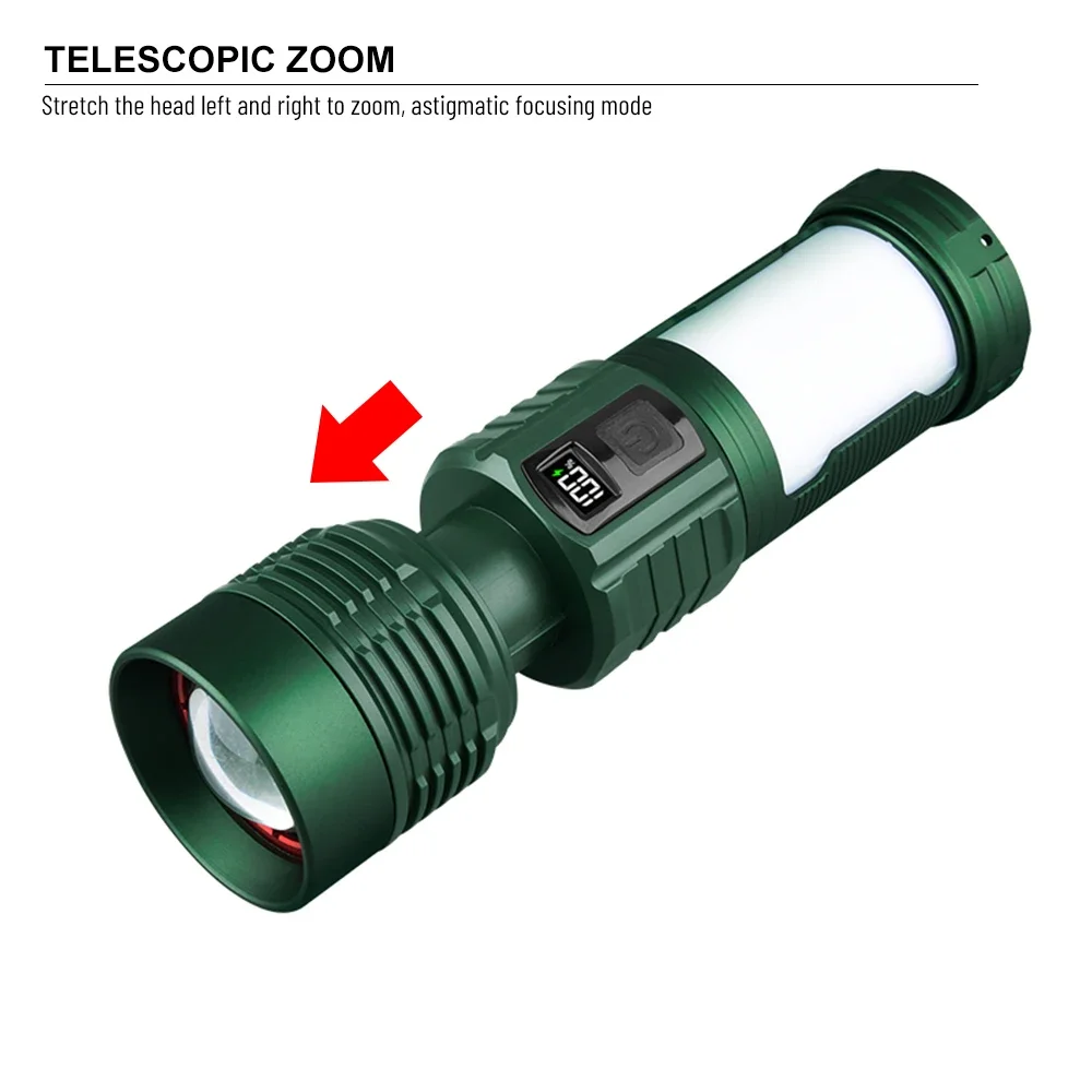 Four Light Source Flashlight Rechargeable Outdoor Emergency Lamp Flame Ambient Light 8 Modes Camping Fishing Focus Searchlight