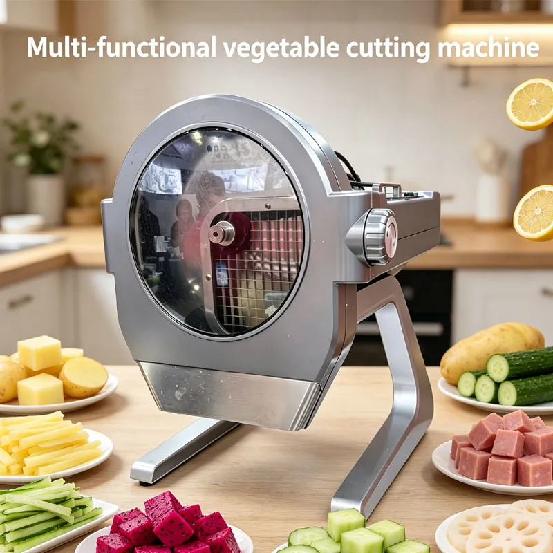 Automatic Replaceable Cutterhead Vegetable Cutter Machine Electric Commercial Cutting For Fruit Vegetable Potato Radish Cutting