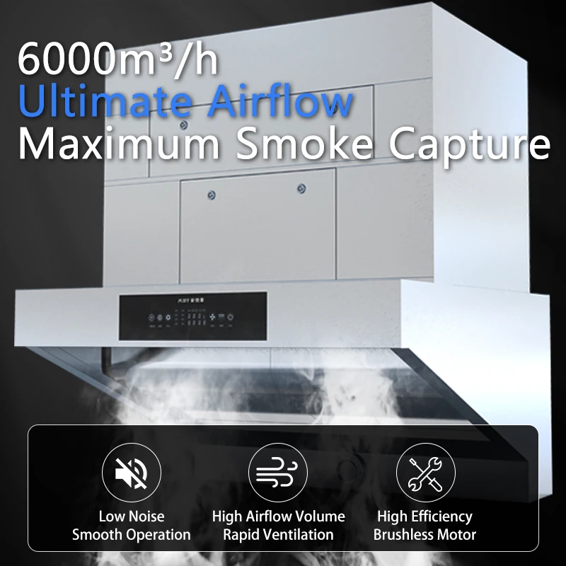 Commercial ductless range hood factory direct price OEM 4000 5000 6000 7000 CMH stainless steel ductless range hood system