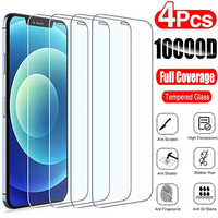 4Pcs Tempered Glass for IPhone 14 13 12 11 Pro Max Screen Protector for IPhone 12Mini 13Mini 7 8 14 Plus SE X XS XR 14Pro Glass