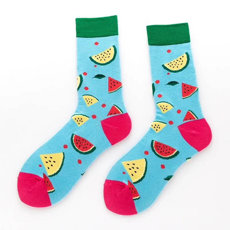 Fashion Women Fruit-patterned Short Socks Funky Strawberry Avocado and Watermelon Mid-calf Socks for Men EUR 37-44