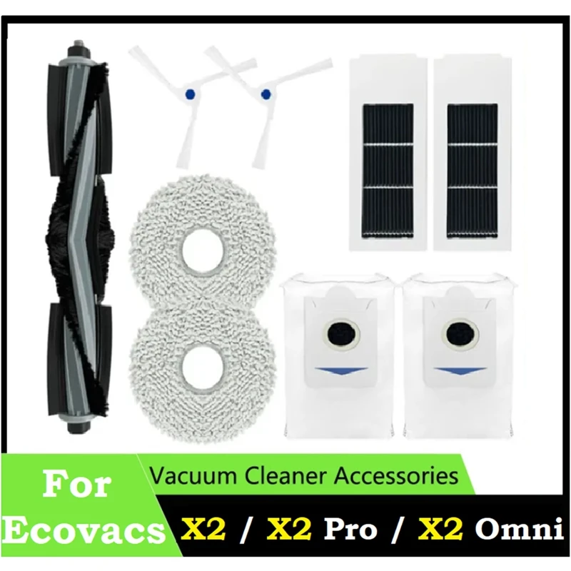 

Комплект аксессуаров для роботов-пылесосов Ecovacs Debot X2 / X2 Pro / X2 Omni, основная боковая щетка, фильтр Hepa, тряпки для швабры, мешок для пыли