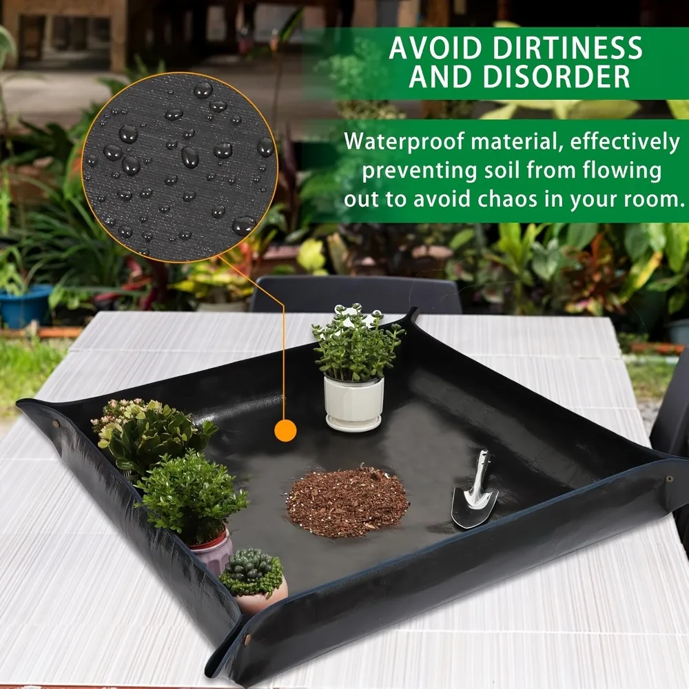 1pc Foldable Plant Pot Tray Indoor Plant Transplant And Mess Control Portable Square Foldable Plant Mat Gardening Accessories