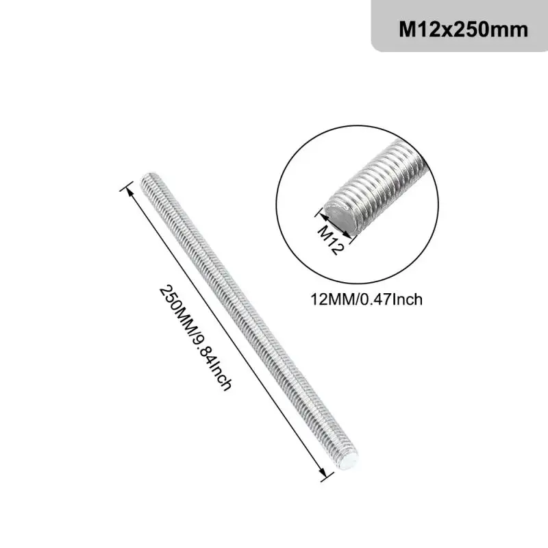 1pcs Threaded Rod 304 Stainles Steel Screw Diameter M2 M2.5 M3 M4 M5 M6 M8 M10 M12 M14 M16 M18 M20 Length 250mm 500mm