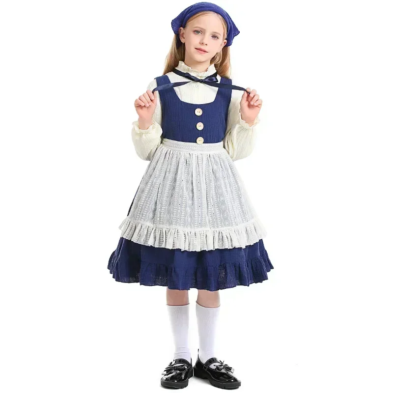 Nuevo Disfraz Infantil de Niña de las Cigarruelas para Representaciones Escénicas, Vestido de Pastora de Granja