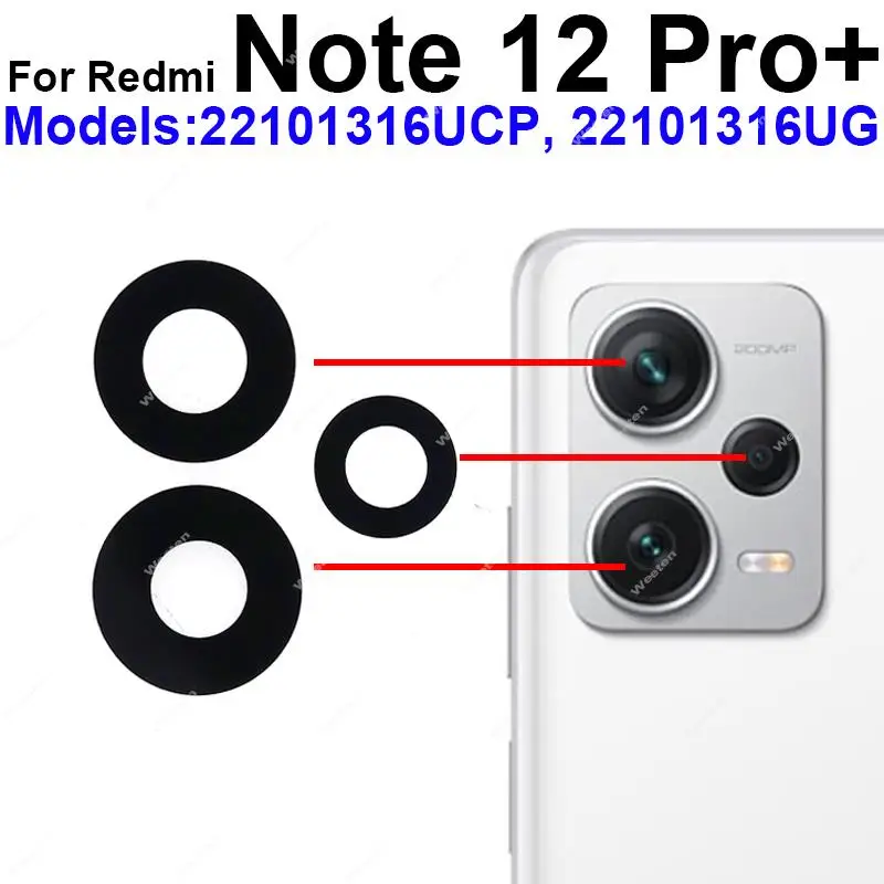 Rear Camera Glass Lens For Xiaomi Redmi Note 12 12 Pro Plus 12S 12 Turbo Speed 5G Back Camera Lens Glass with Sticker Adhesive