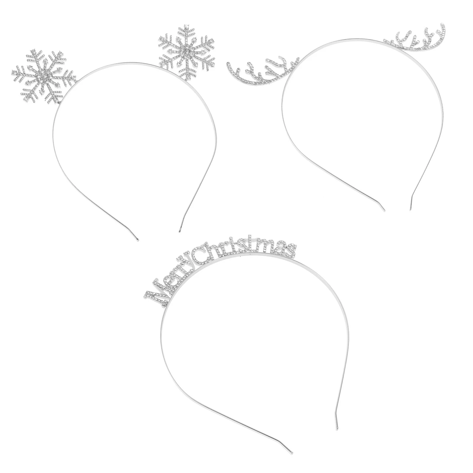 

3 шт., повязка на голову со снежинками, рождественская повязка для волос со стразами, вечерние аксессуары для волос, рождественские украшения для косплея, рождественские повязки на голову