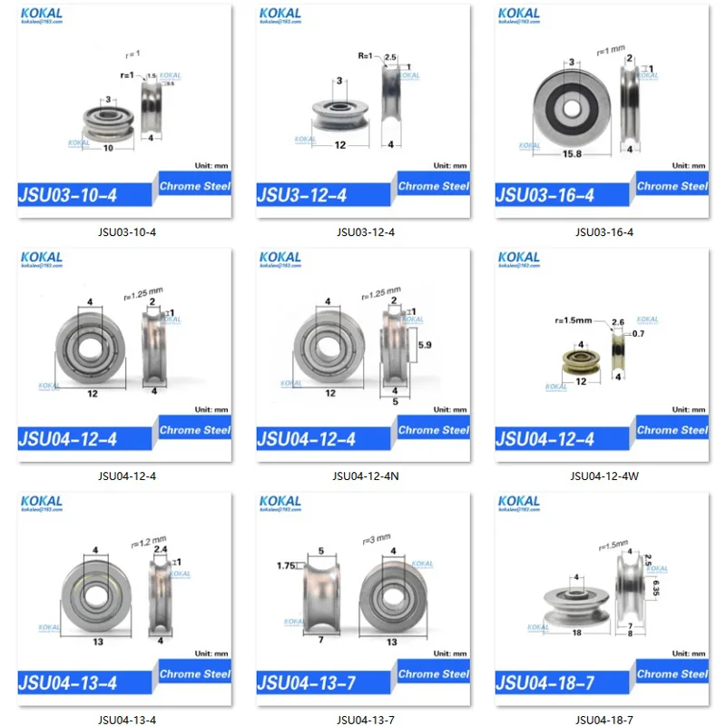 high quality non standard chrome steel GCR15 U groove guide wire track pulley rail bearing wheel steel bearing rollers 12-60mm