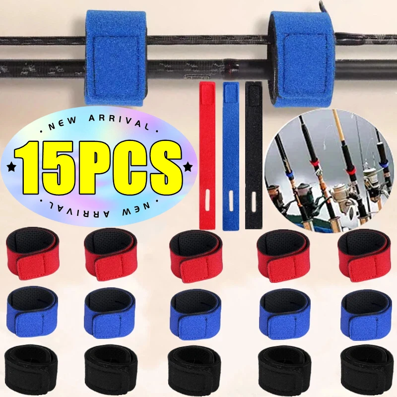 1pc-15pcs-釣り竿ホルダーベルトストラップ、ロッドタイサスペンダーラップ付き、釣り道具箱ツールアクセサリー、キャスティングロッドに適合