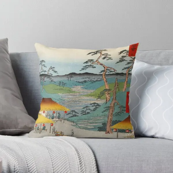 Hiroshige Hodoa 1855 Vintage Japane  Printing Throw Pillow Cover Soft Hotel Anime Car Throw Fashion Pillows not include One Side