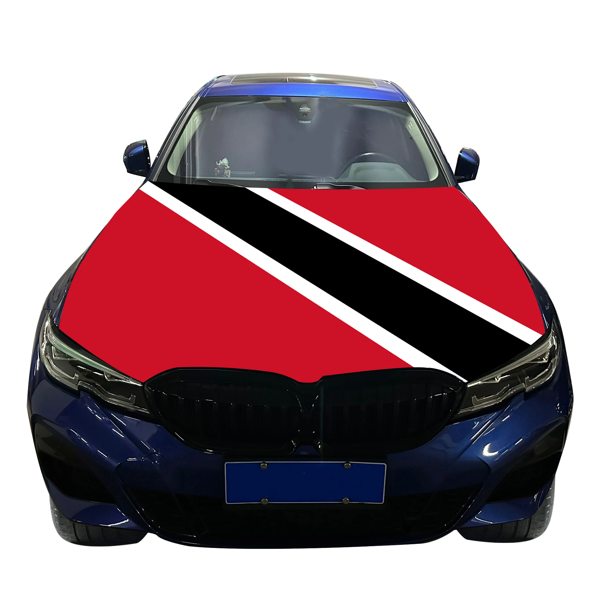 Trinidad and Tobago Car Hood Cover Flag  Universal Size Elastic Polyester 120x150cm for Car Decor