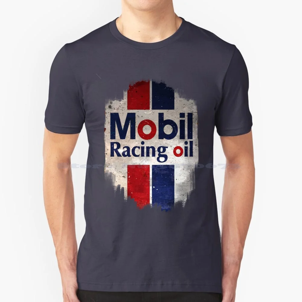 Mobil Racing Oil Vintage Sign T Shirt 100% Cotton Tee Mobil Oil Gas Station Sign Motor Oil Oil Cans Oil And Gas Companies Oil