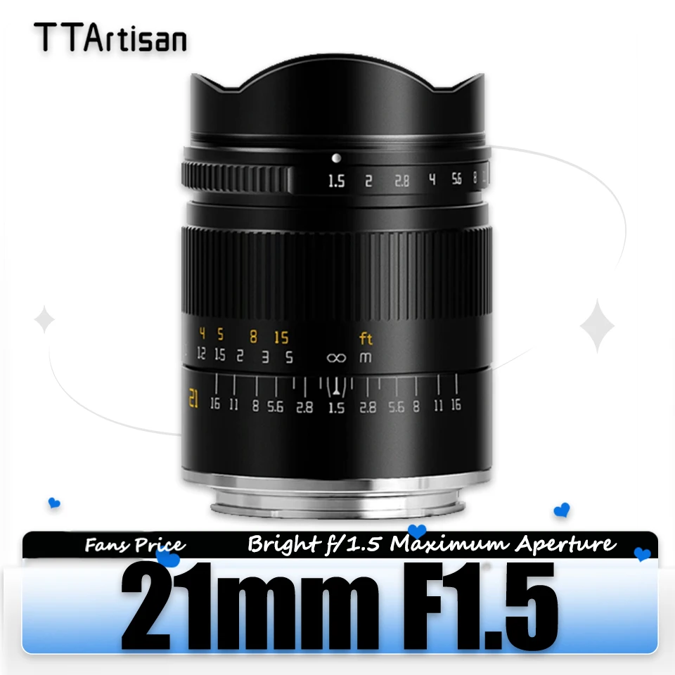 

TTArtisan 21mm F1.5 Full Frame MF Wide Angle Camera Lens for Photography Sony A7 A5000 NEX-3N Canon RF Nikon Z5 Sigma L Mount