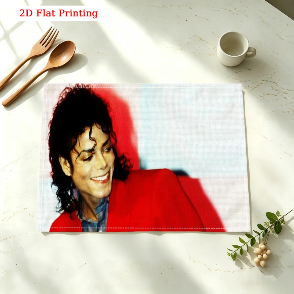 1pc Modern Style Placemat Red Michael Jackson Portrait Table Mat Kitchen Dining Decor Protection 30x40cm
