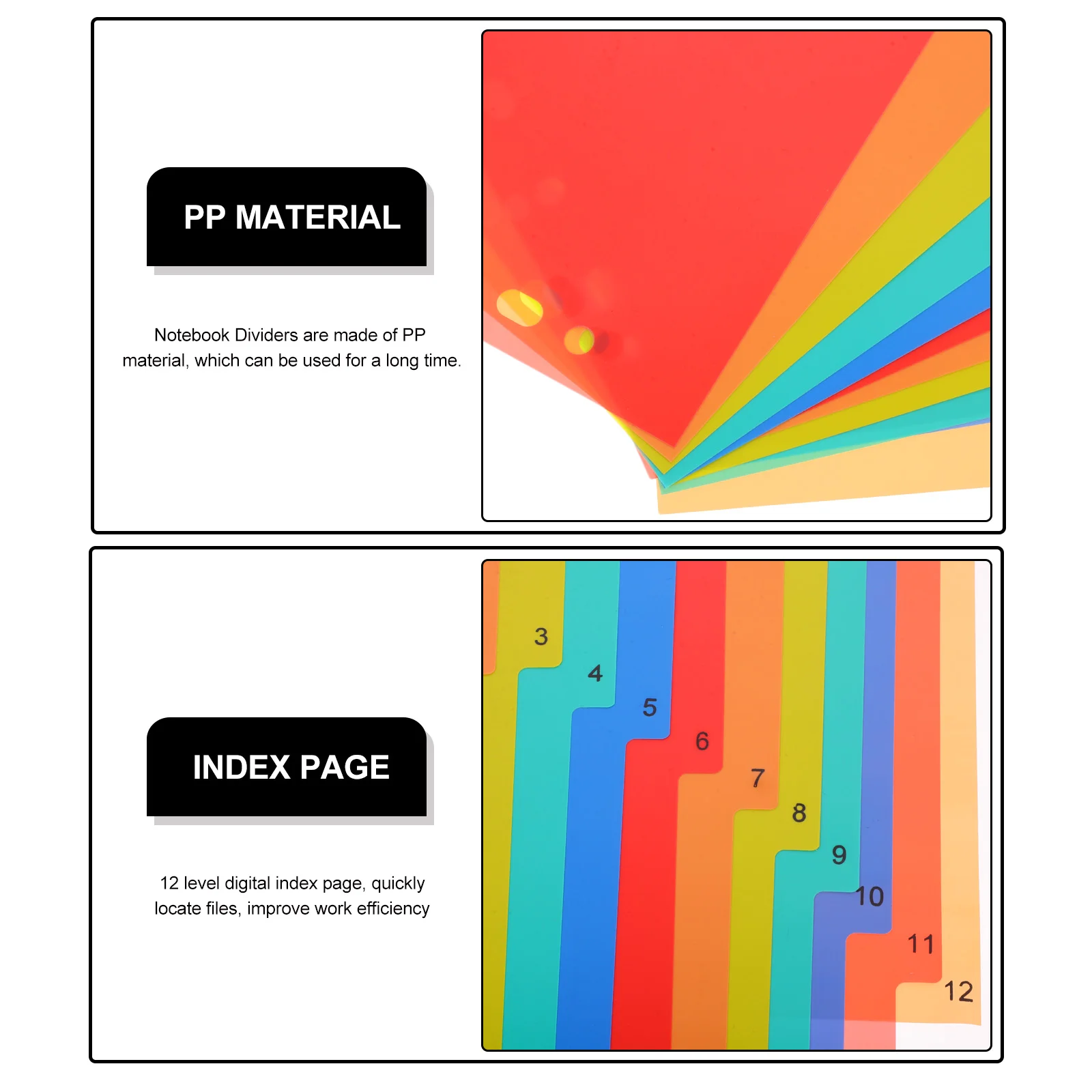 A4 Notepad Index Page Category Loose-leaf Markers Colored Plastic Binder Dividers Punched Multicolor 2950X2100X020CM