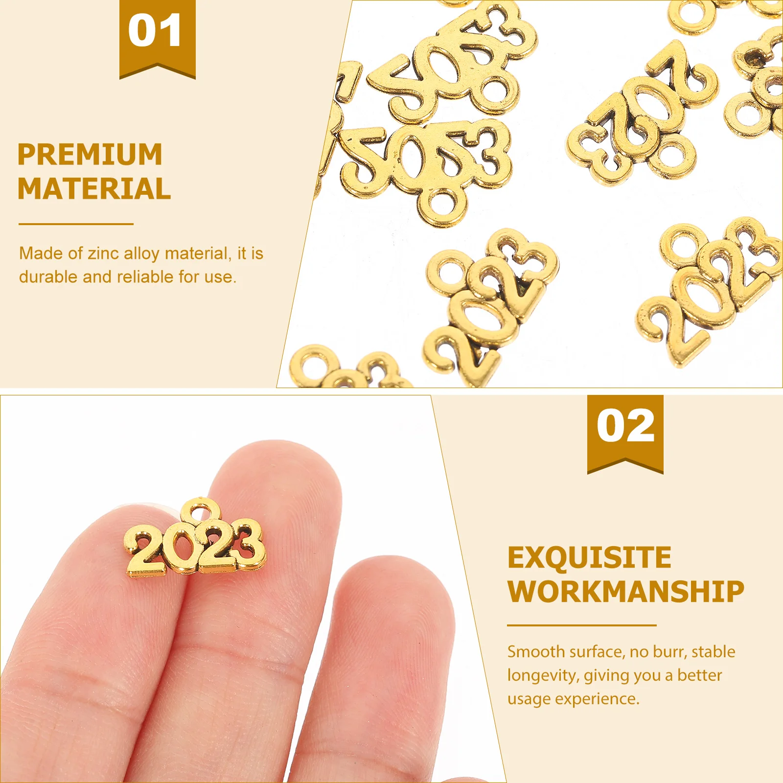 

100 Pcs 2023 Pendant Ornament Year Charms Diy Jewelry Number Making Pendants Zinc Alloy Vintage