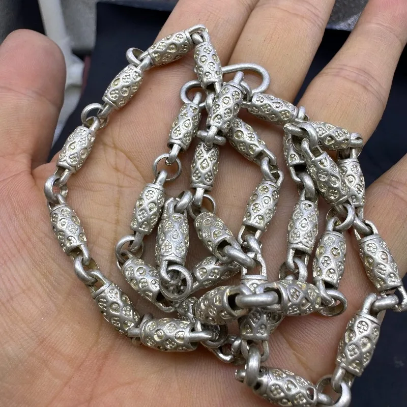 Silver Plated Ancient Coin Necklace Unisex, Trendy Retro Bold Unique Charm Fashion Statement Neck Jewelry
