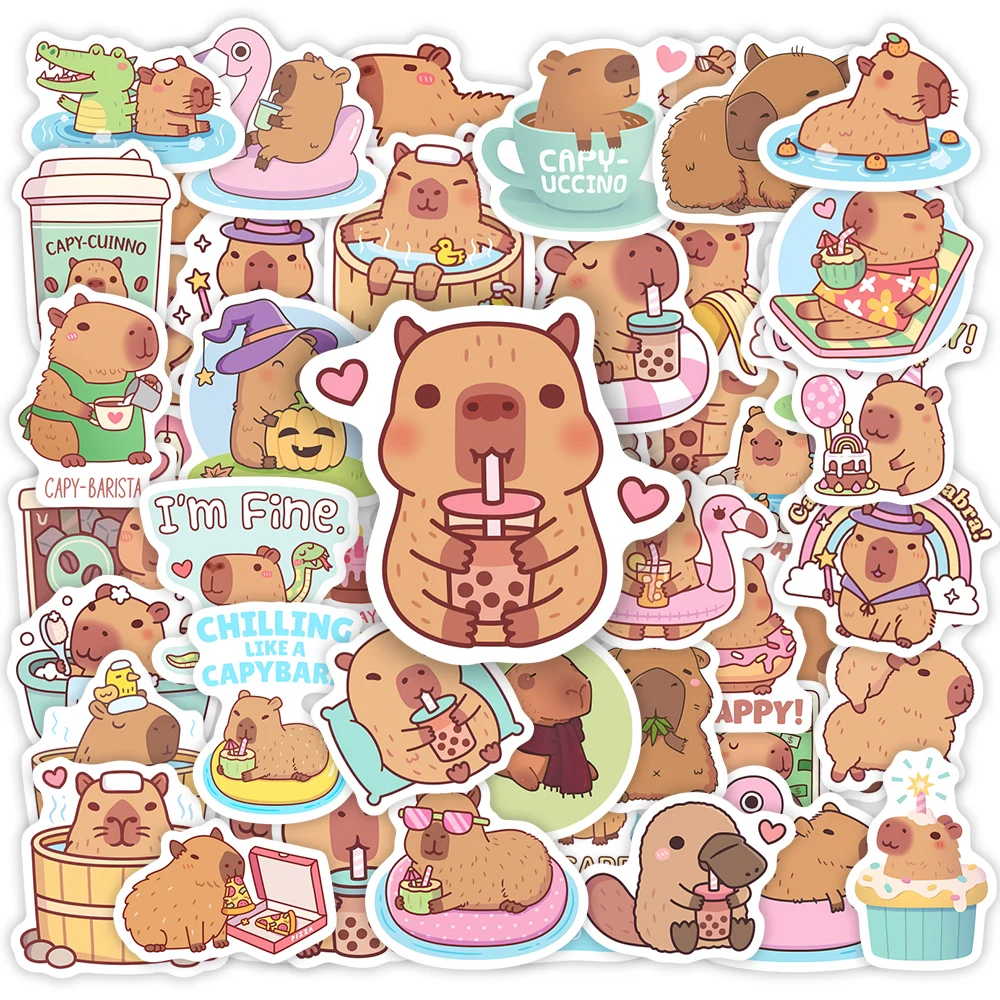 Naklejki ze świnką morską Kawaii Cartoon śmieszne dzieci Anime śliczne zwierzę domowe DIY szkic prezent na telefon Laptop Scrapbooking wodoodporny