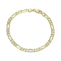 XP Jewelry -- ( 19.5 / 25 cm x 6 mm ) Fashion Figaro 3:1 Bracelet For Men Jewelry 14 k Light Gold Plated Eco- Friendly