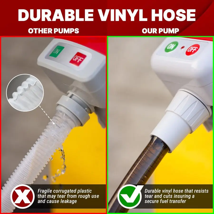 2nd Gen. Fuel Transfer Pump with High Flow Nozzle, 2.5 Gal Min, Universal Gas Can Adapter, AA x 4 Battery Powered, 4.2ft Extende