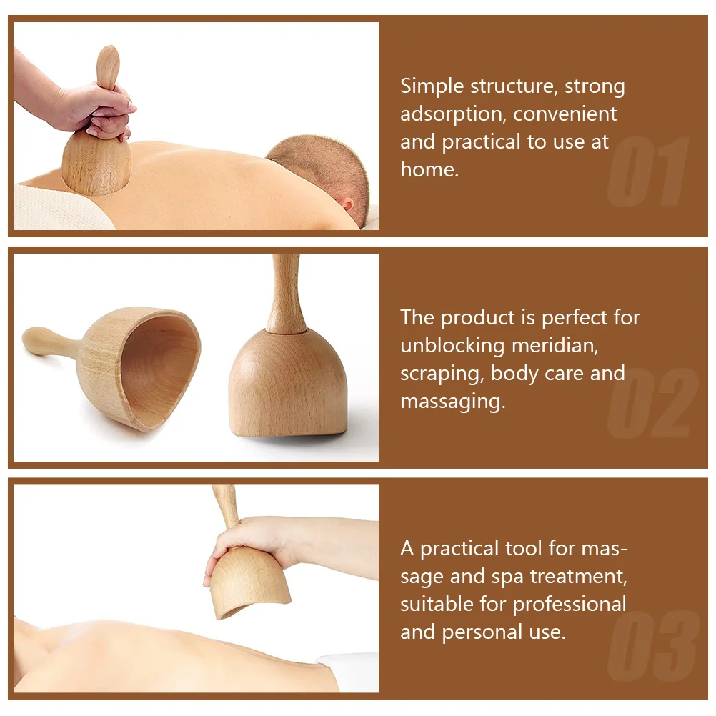 2 Buah Alat Pijat Gua Sha, Perangkat Terapi Bekam, Mudah Digenggam, Tahan Lama, Pijat Kayu untuk Terapi Pembukaan Blok, Cangkir Bekam