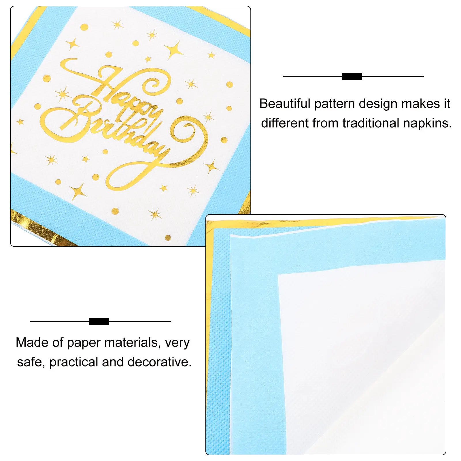 

16Pcs Printed Paper Napkins Happy Birthday Design Decorative Tissue for Wedding Party Baby Shower Dinner Decoration Napkins